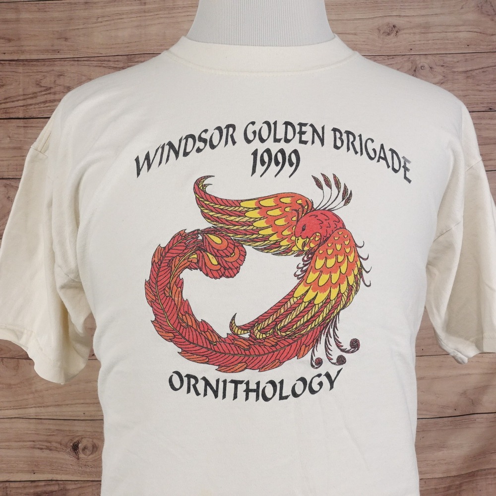 VINTAGE WINDSOR GOLDEN BRIGADE 1999 ORNITHOLOGY MARCHING BAND TSHIRT XL